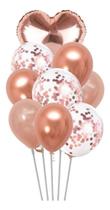 Kit buquê de balões rose gold - coração