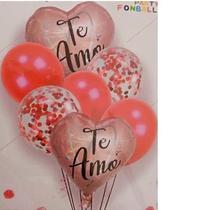 Kit Buque de Balões TE AMO surpresa decorados confete Látex Kit Buque de Balões TE AMO surpresa decorados confete Látex