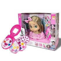 Kit Busto Boneca 23cm Loira My Best C/ Paleta de Maquiagem Chick Phone P/ Adolescente