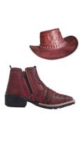 Kit Butina Country Texana Bota Rodeio Bico Quadrado Escamada + Chapeu Kit Butina Country Texana Bota Rodeio Bico Quadrado Escamada + Chapeu