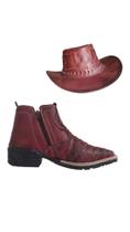 Kit Butina Country Texana Bota Rodeio Bico Quadrado Escamada + Chapeu