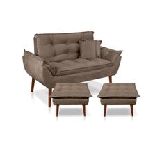 Kit C/ 01 Namoradeira Opala + 02 Puffs Opala + 02 Almofadas Suede Cappuccino