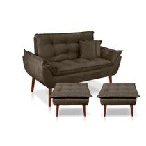 Kit C/ 01 Namoradeira Opala + 02 Puffs Opala + 02 Almofadas Suede Marrom Kit C/ 01 Namoradeira Opala + 02 Puffs Opala + 02 Almofadas Suede Marrom