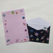 Kit c/ 01 Papel de Carta + Envelope + Selo p/ Lacre Espaço e Constelações - BUENDIA