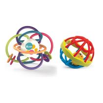 Kit C/ 02 Chocalho Mordedor Macio Flexível Sonoro Interativo Colorido P/ Bebê Pedagógico