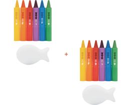 Kit c/02 giz de colorir no banho risque e apague com esponja-buba- lapis de colorir azulejo-brinquedo para criança