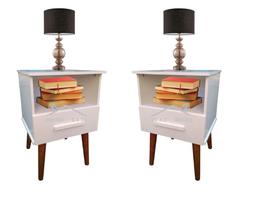 Kit C/ 02 mesa de cabeceira Retrô 1 Gaveta Branco !!!!