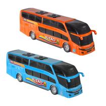 Kit C/ 02 Ônibus Bus Buzão Realista De 2 Andares Grande 41cm Brinquedo Infantil - BS Toys