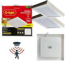 Kit c/ 02 Painel LED Plafon Backlight G-Light EcoLED Quadrado SOBREPOR 18W 6500K Autovolt com Sensor de Presença
