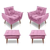 Kit C/02 Poltronas opala + 02 Puff Opala Elegante Suede Rose