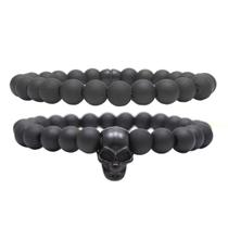 Kit C/02 Pulseiras de Bolinha Masculina Caveira All Black Kit C/02 Pulseiras de Bolinha Masculina Caveira All Black