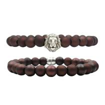 Kit C/02 Pulseiras de Bolinha Masculina Vermelha Leão Kit C/02 Pulseiras de Bolinha Masculina Vermelha Leão