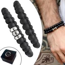 Kit C/02 Pulseiras de Bolinha Preta Masc Grafite Kit C/02 Pulseiras de Bolinha Preta Masc Grafite
