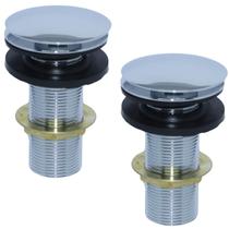 Kit C/ 02 Válvula Ralo Click 7/8 Metal P/ Pia e Cuba Cromada Kit C/ 02 Válvula Ralo Click 7/8 Metal P/ Pia e Cuba Cromada
