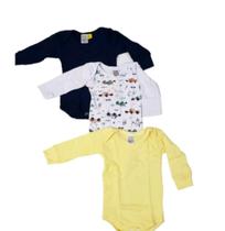 Kit c/ 03 bodys bebê 100% algodão macio ótima qualidade tam p