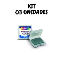 Kit C/ 03 Borracha Artistica Maleável Limpa Tipos Quadrada
