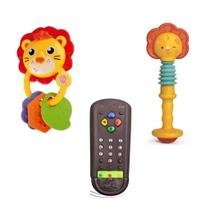 Kit C/ 03 Chocalhos e Mordedor Macio E Atóxicos - Para Bebês