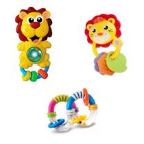 Kit C/ 03 Chocalhos E Mordedores Macios E Atóxicos Para Bebês