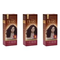 Kit C/03 Fleury Tinta 4.66 Castanho Borgonha 35ml