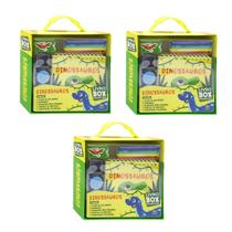 Kit C/ 03 Livro-Box - DINOSSAUROS - Desenhos e Atividades C/ Canetas E Acess. Lembrancinha