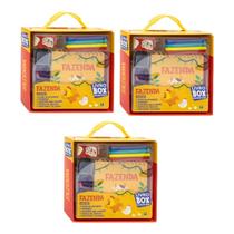 Kit C/ 03 Livro Box - Fazenda - Canetas E Acess. Lembrancinha Festa Aniversário Desenhos - Bee