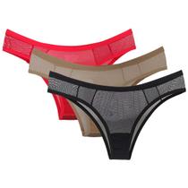 Kit c/ 03 Tanga Feminina Calcinha de Tule Lingerie Transparente Conforto Isa 402 Kit c/ 03 Tanga Feminina Calcinha de Tule Lingerie Transparente Conforto Isa 402