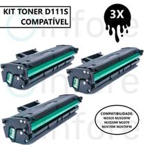 Kit C/ 03 Un Toner Compatível M2020 M2070 M2070w M2020w MLT-D111S D111S