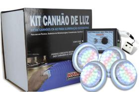 Kit C/04 Canhões Ck-6221 Rgb Encaixe C/Fonte E Cntrl Rem Aço