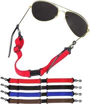 Kit C/ 04 Cordão Elástico Ajustável C/ Regulagem P/ Segurar Armação Óculos Infantil / Adulto Grau Solar Cordinha cabeça sol armacao prender Pescoço
