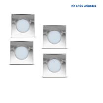 Kit c/04 Luminárias Móveis Spot QUADRADA Fria 1,5w Cromada