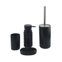Kit C/04 Pcs Banheiro De Porcelana Preto