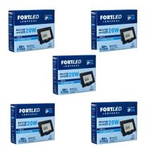 Kit C/ 05 Refletores de Led 20W Luz Branca 110/220V - Fortled