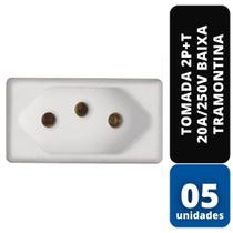 KIT C/ 05 Tomada 2P+T 20A/250V Baixa Tramontina