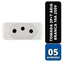 KIT C/ 05 Tomada 2P+T Aria Branca 10A 250V - TRAMONTINA KIT C/ 05 Tomada 2P+T Aria Branca 10A 250V - TRAMONTINA