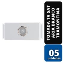 KIT C/ 05 Tomada Tv Sat Aria Branco Tramontina