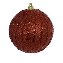 Kit c/ 06 Bola de Natal 8 cm Vermelha c/ Glitter D&A