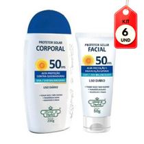 Kit C/06 Flores & Vegetais Fps50 Protetor Solar 200g + Facial 60g