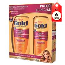 Kit C/06 Niely Gold Nutrição Poderosa Shampoo 300ml + Condicionador 200ml