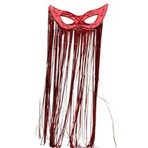 Kit C 1 Cortina 1 Máscara Grande Vermelho Plástico Carnaval