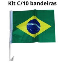 Kit C/10 Bandeiras Brasil Haste Janela Carro 40x29cm Copa Kit C/10 Bandeiras Brasil Haste Janela Carro 40x29cm Copa