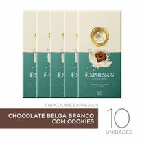 Kit c/10 Barras de Chocolate Expressus Kakaw Belga Branco com Cookies