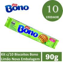 Kit c/10 Biscoitos Bono Limão Nova Embalagem 90g Kit c/10 Biscoitos Bono Limão Nova Embalagem 90g