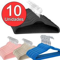 Kit c/10 cabide de veludo luxo roupa calça antideslizante não escorrega - adulto - falasca - cores