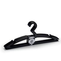 Kit C/ 10 Cabides Slim Roupa Preto Adulto De Plástico