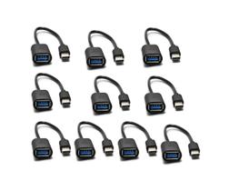Kit c/ 10 Cabo Otg USB Tipo C p/ celular Type C macho p/ USB Fêmea
