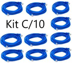 Kit C/10 cabos de Rede Cat5e Azul - 5 Metros / Infinity/Ultra
