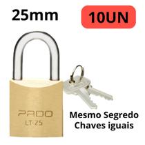 Kit c/10 Cadeado Pado 25 mm Mesmo Segredo