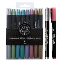 Kit C/10 Canetas Pincel Metálicas Caligrafia - American Crafts by Kelly Creates Kit C/10 Canetas Pincel Metálicas Caligrafia - American Crafts by Kelly Creates