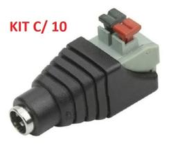 KIT C/ 10 Conector borne - j4 femea borne 2.1 / 5.5mm - engate rapido - 062-0296 - Connect Pro