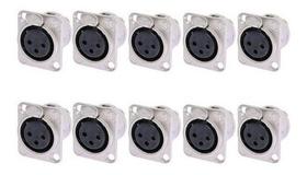 Kit C/ 10 Conector Xlr Canon Fêmea Painel Santo Angelo Sa2x